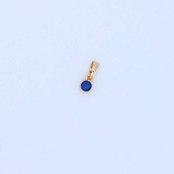 "Tiny Round Blue Pendant in Gold Finish for Delicate Everyday Style, XPPT1657 - Picture 10 of 13